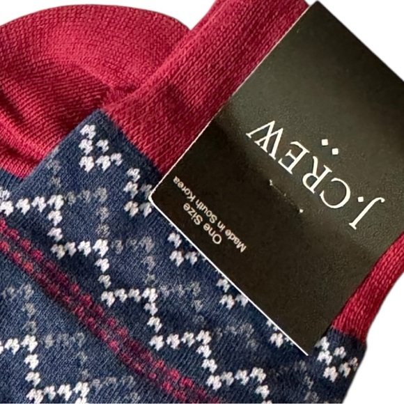 J.Crew Winter Style  Navy and Red Patterned Holiday Theme Socks NWT - Picture 7 of 7